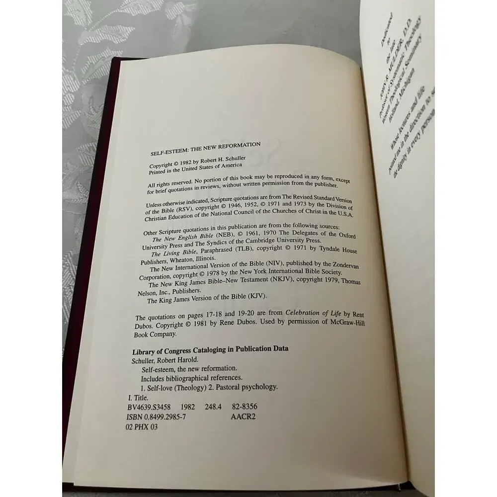 1982 Robert Schuller Self Esteem New Reformation Bonded Leather Gilt Book